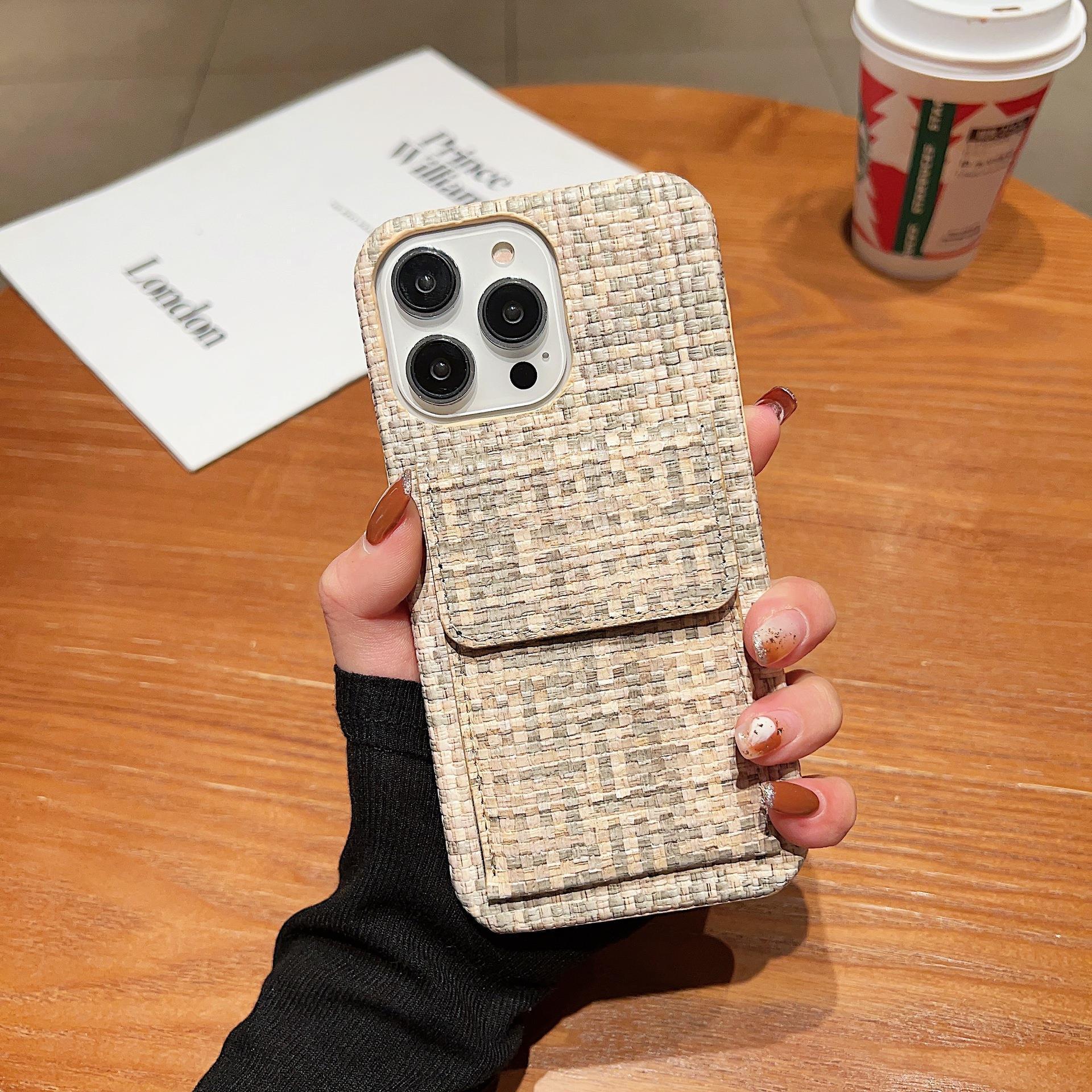 Phone Case Woven Card Leather - Woven Card Leather Phone Case for iPhone Pro Max