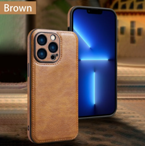 All-inclusive glass case for iPhone Xr with patch leather design in United States - Patch Leather Phone Case united