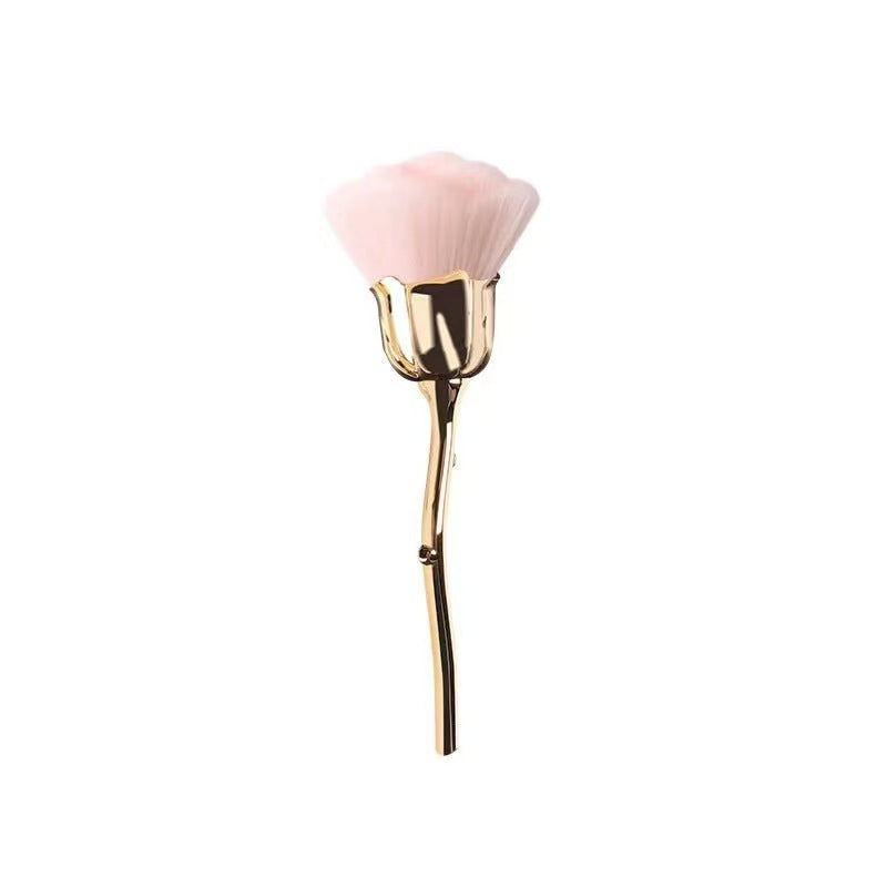 Pink and Black Fiber Powder Makeup Brush for Face Rose - rose face powder makeup brush