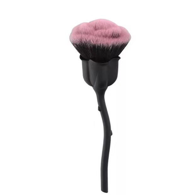 Pink and Black Fiber Powder Makeup Brush for Face Rose - rose face powder makeup brush