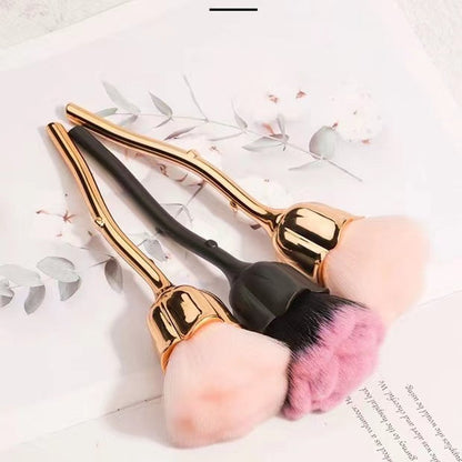 Pink and Black Fiber Powder Makeup Brush for Face Rose - rose face powder makeup brush