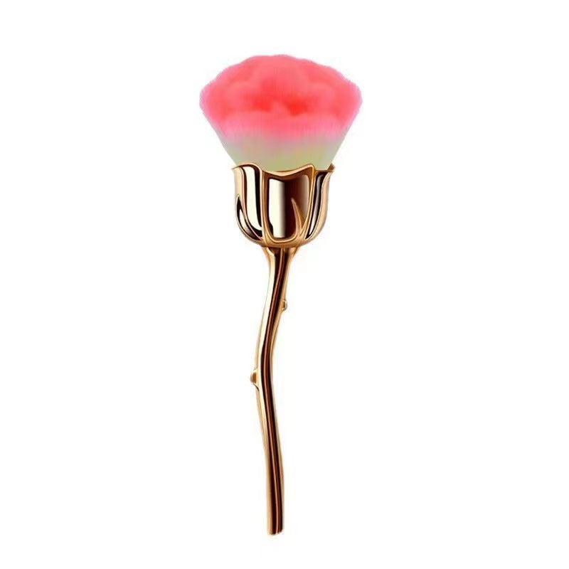Pink and Black Fiber Powder Makeup Brush for Face Rose - rose face powder makeup brush