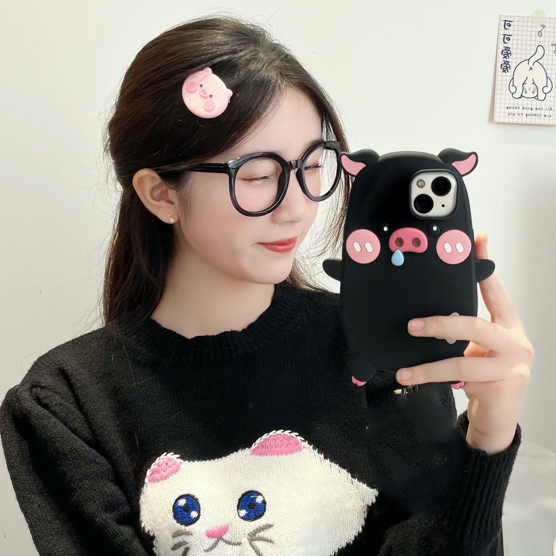 Pink and Black Pig Phone Cases for iPhone 13 Pro in the United States - US pig phone case united states