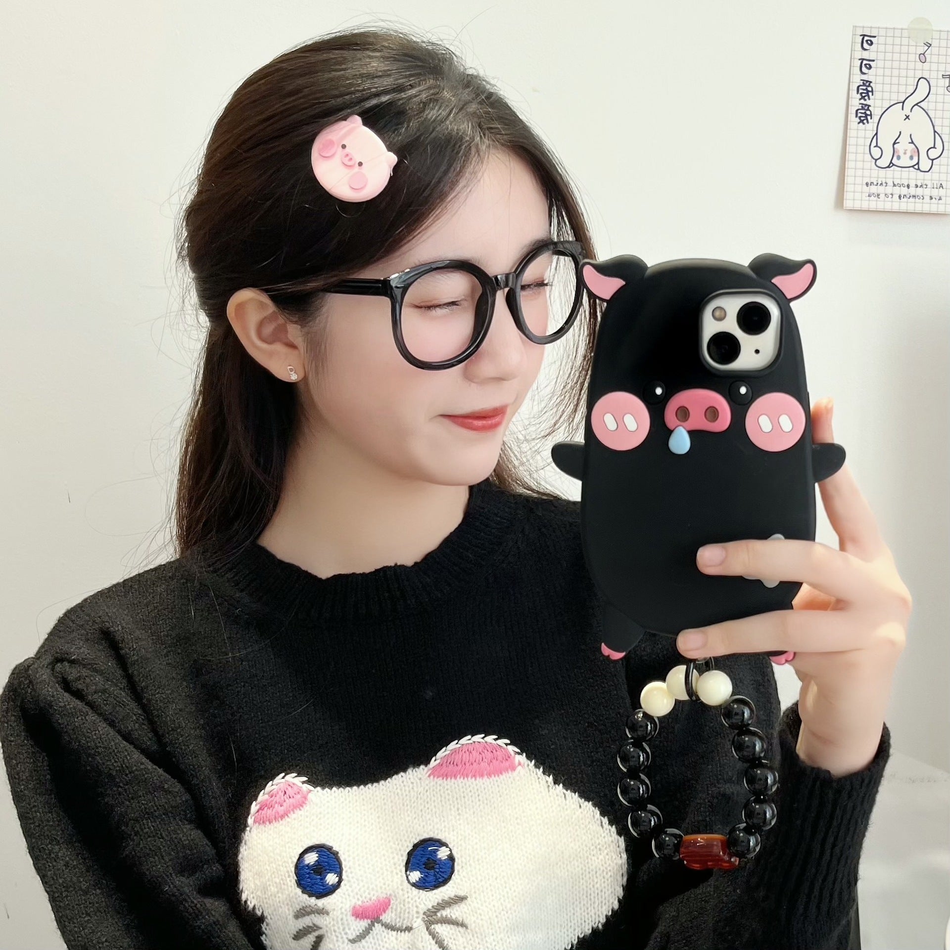 Pink and Black Pig Phone Cases for iPhone 13 Pro in the United States - US pig phone case united states