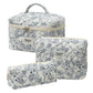 Pink and Blue Flower Pattern Cotton Cosmetic Bag for Portable Toiletry Storage - cotton cosmetic bag portable toiletry