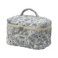 Pink and Blue Flower Pattern Cotton Cosmetic Bag for Portable Toiletry Storage - cotton cosmetic bag portable toiletry
