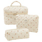 Pink and Blue Flower Pattern Cotton Cosmetic Bag for Portable Toiletry Storage - cotton cosmetic bag portable toiletry