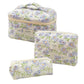 Pink and Blue Flower Pattern Cotton Cosmetic Bag for Portable Toiletry Storage - cotton cosmetic bag portable toiletry