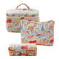 Pink and Blue Flower Pattern Cotton Cosmetic Bag for Portable Toiletry Storage - cotton cosmetic bag portable toiletry