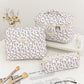 Pink and Blue Flower Pattern Cotton Cosmetic Bag for Portable Toiletry Storage - cotton cosmetic bag portable toiletry