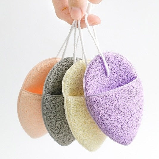 Pink and purple Water Drop Sponge for Facial Cleansing Konjac Face Washer - Teleplus Purple finger slippers facial