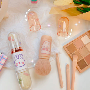 Pink and White Makeup Brush for Lovely Girl Style Cosmetics - Teleplus lovely girl style makeup brush