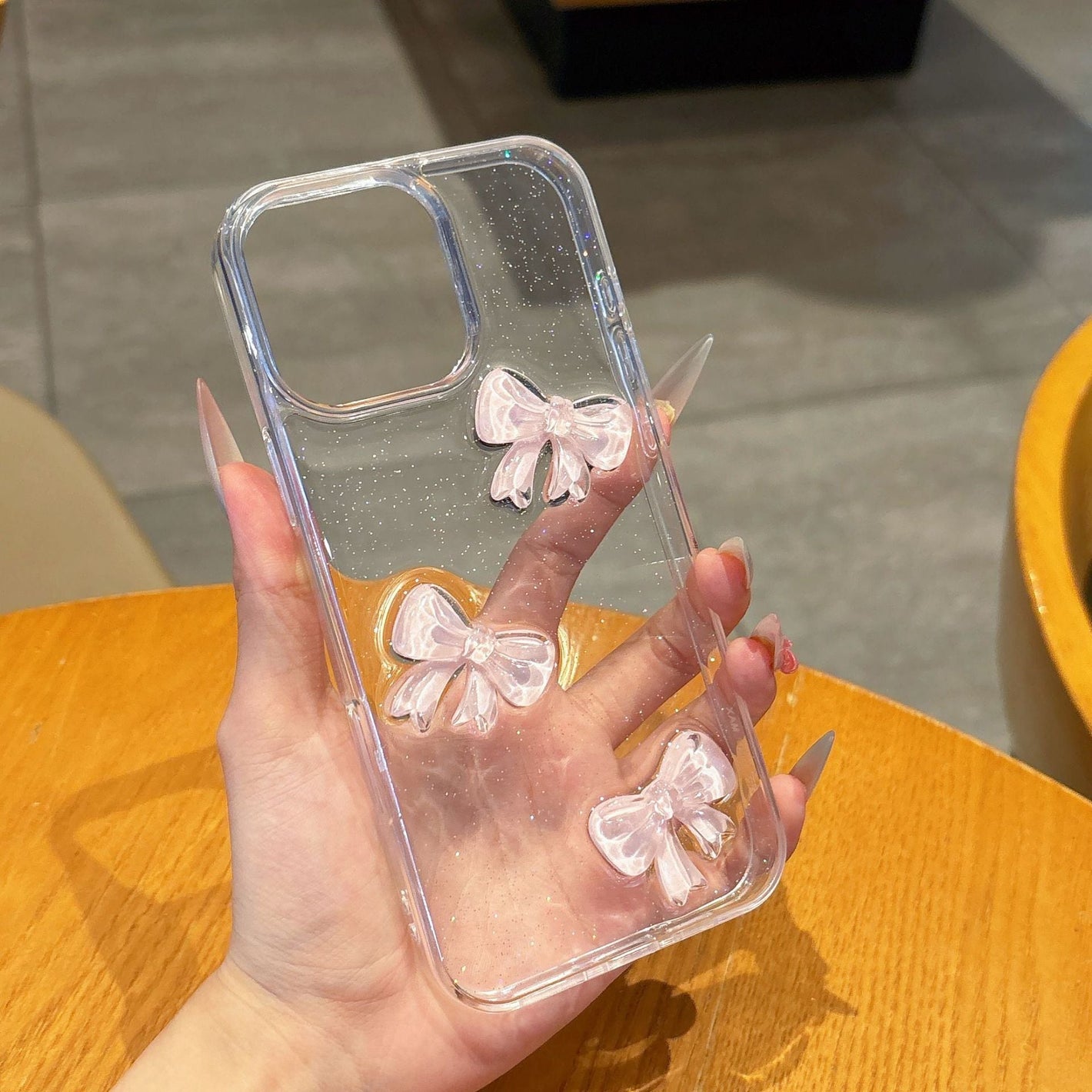 Pink Bow Silicone Fall Protection Phone Case Compatible with iPhone - Teleplus