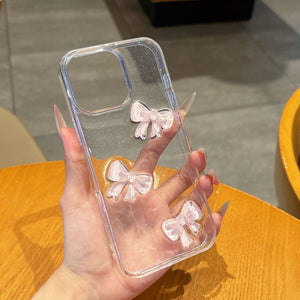 Pink Bow Silicone Fall Protection Phone Case Compatible with iPhone - Teleplus