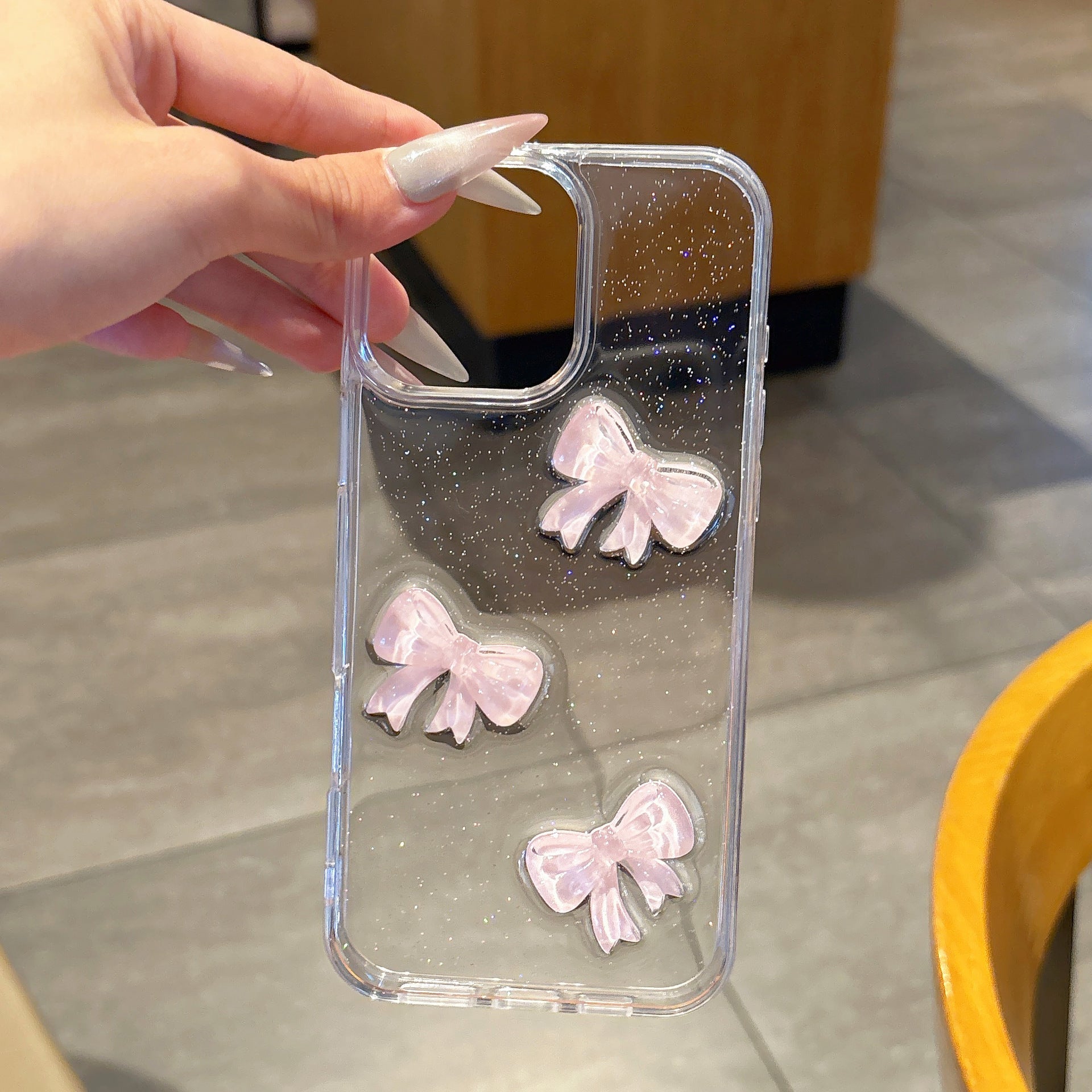 Pink Bow Silicone Fall Protection Phone Case Compatible with iPhone - Teleplus