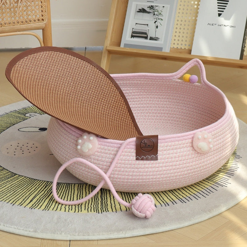 Pink Cat’s Paw Self-Hi Nest Bed and Mat for Cats Small Pets - Teleplus pink cat’s paw self-hi