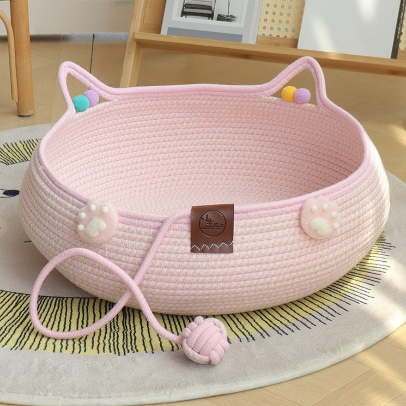 Pink Cat’s Paw Self-Hi Nest Bed and Mat for Cats Small Pets - Teleplus pink cat’s paw self-hi