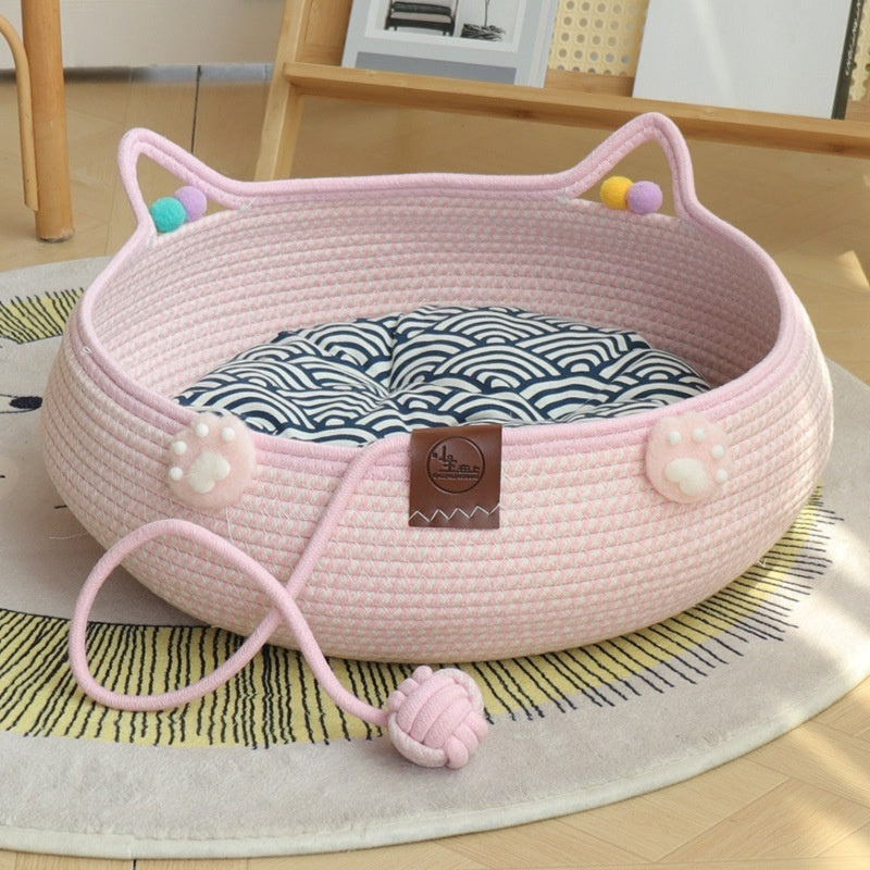Pink Cat’s Paw Self-Hi Nest Bed and Mat for Cats Small Pets - Teleplus pink cat’s paw self-hi
