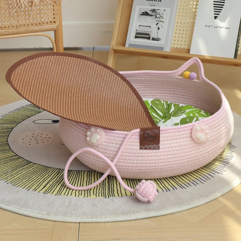 Pink Cat’s Paw Self-Hi Nest Bed and Mat for Cats Small Pets - Teleplus pink cat’s paw self-hi