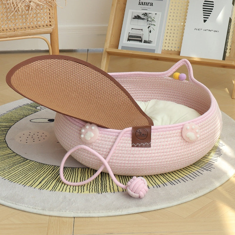 Pink Cat’s Paw Self-Hi Nest Bed and Mat for Cats Small Pets - Teleplus pink cat’s paw self-hi