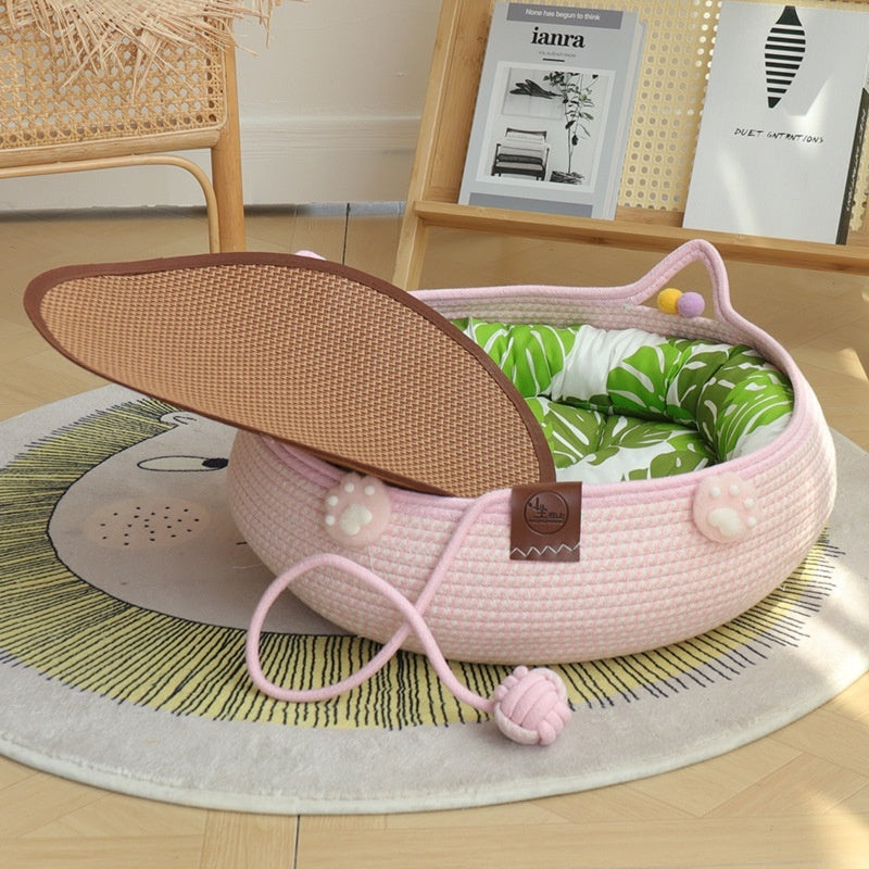 Pink Cat’s Paw Self-Hi Nest Bed and Mat for Cats Small Pets - Teleplus pink cat’s paw self-hi