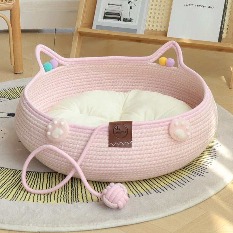 Pink Cat’s Paw Self-Hi Nest Bed and Mat for Cats Small Pets - Teleplus pink cat’s paw self-hi