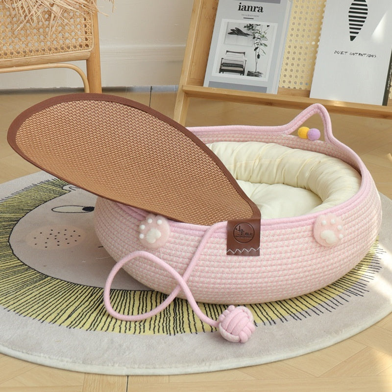 Pink Cat’s Paw Self-Hi Nest Bed and Mat for Cats Small Pets - Teleplus pink cat’s paw self-hi