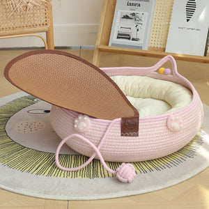 Pink Cat’s Paw Self-Hi Nest Bed and Mat for Cats Small Pets - Teleplus pink cat’s paw self-hi