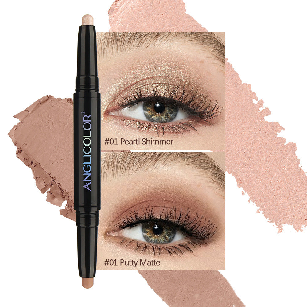 Pink Color Pearl Waterproof Eyeshadow Stick with Double-Headed Smudger - Teleplus smudger pearl waterproof