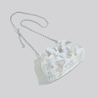 Pink Crossbody Bag with Bow Chain Buckets and Synthetic Leather Material - Teleplus Bucket Design bow chain bucket