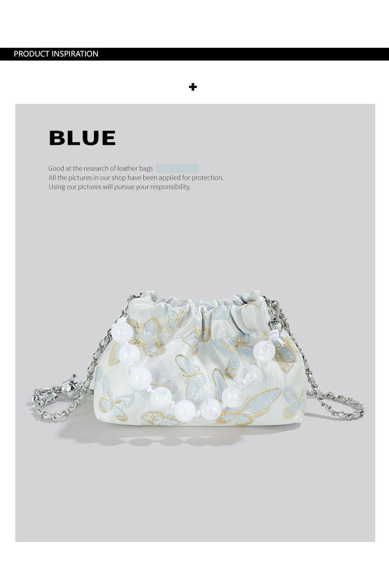 Pink Crossbody Bag with Bow Chain Buckets and Synthetic Leather Material - Teleplus Bucket Design bow chain bucket