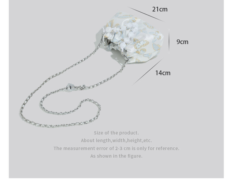 Pink Crossbody Bag with Bow Chain Buckets and Synthetic Leather Material - Teleplus Bucket Design bow chain bucket