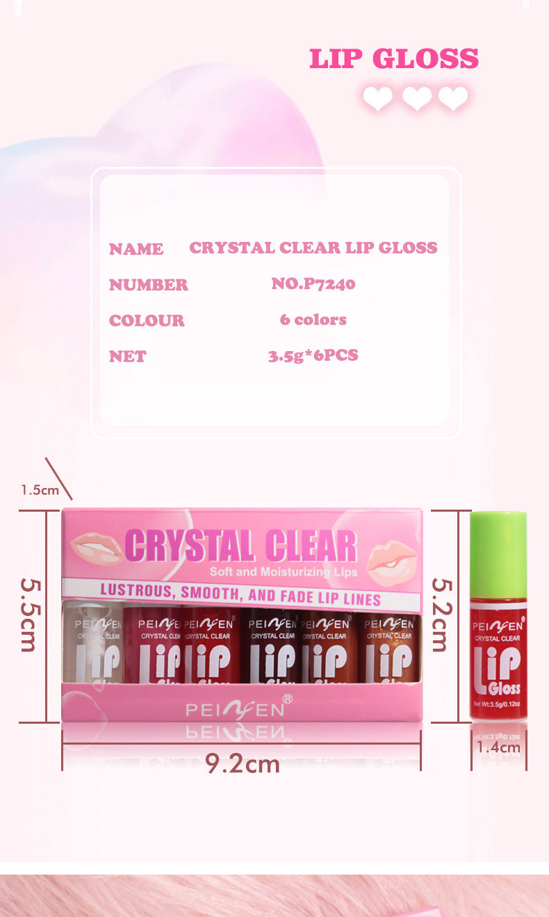 Pink Fat Lip Lacquer Set with Mirror Box Moisturizing and Long-lasting Care - for fat lip lacquer set box mirror