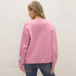 Pink Floral 3D Knit Cardigan for Women Loose Acrylic Sweater S to XL