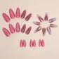 Pink Girl Almond Double French Fake Nails with Glue for Ladies - Teleplus almond double french fake nails