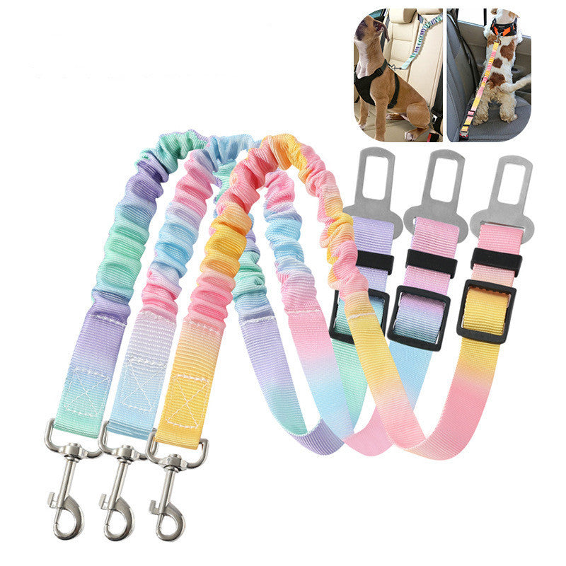 Pink Gradient Hand Holding Rope Leash Elastic Pet Lead 60-80cm Adjustable - hand holding rope pink gradient