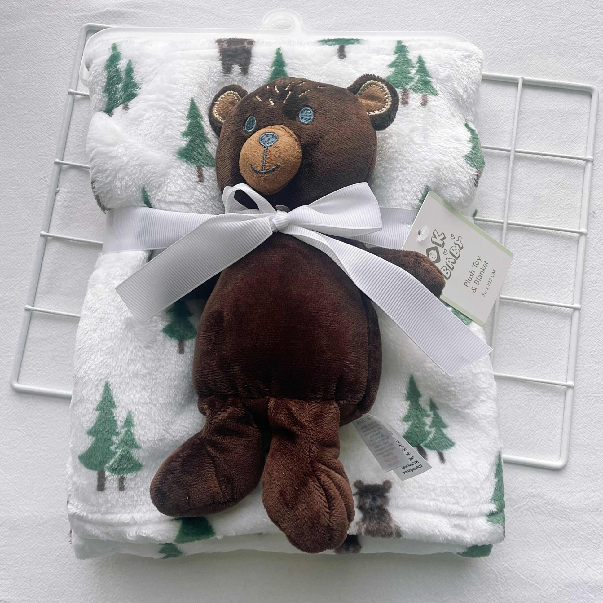 Pink Gray Elephant and Brown Bear Baby Blanket with Doll in Coral Fleece - Teleplus coral fleece four seasons blanket