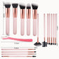 Pink Makeup Brush Set with Portable Cosmetic Bag for Travel and Daily - Teleplus makeup brushes suit portable