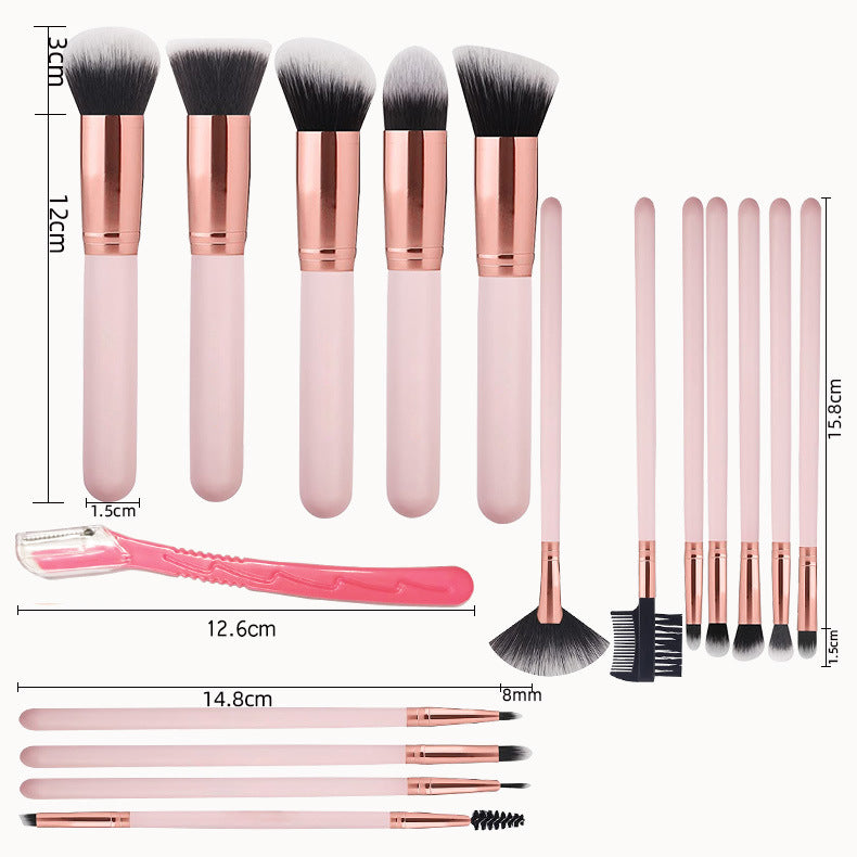 Pink Makeup Brush Set with Portable Cosmetic Bag for Travel and Daily - Teleplus makeup brushes suit portable