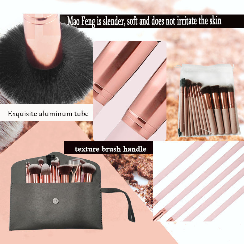 Pink Makeup Brush Set with Portable Cosmetic Bag for Travel and Daily - Teleplus makeup brushes suit portable