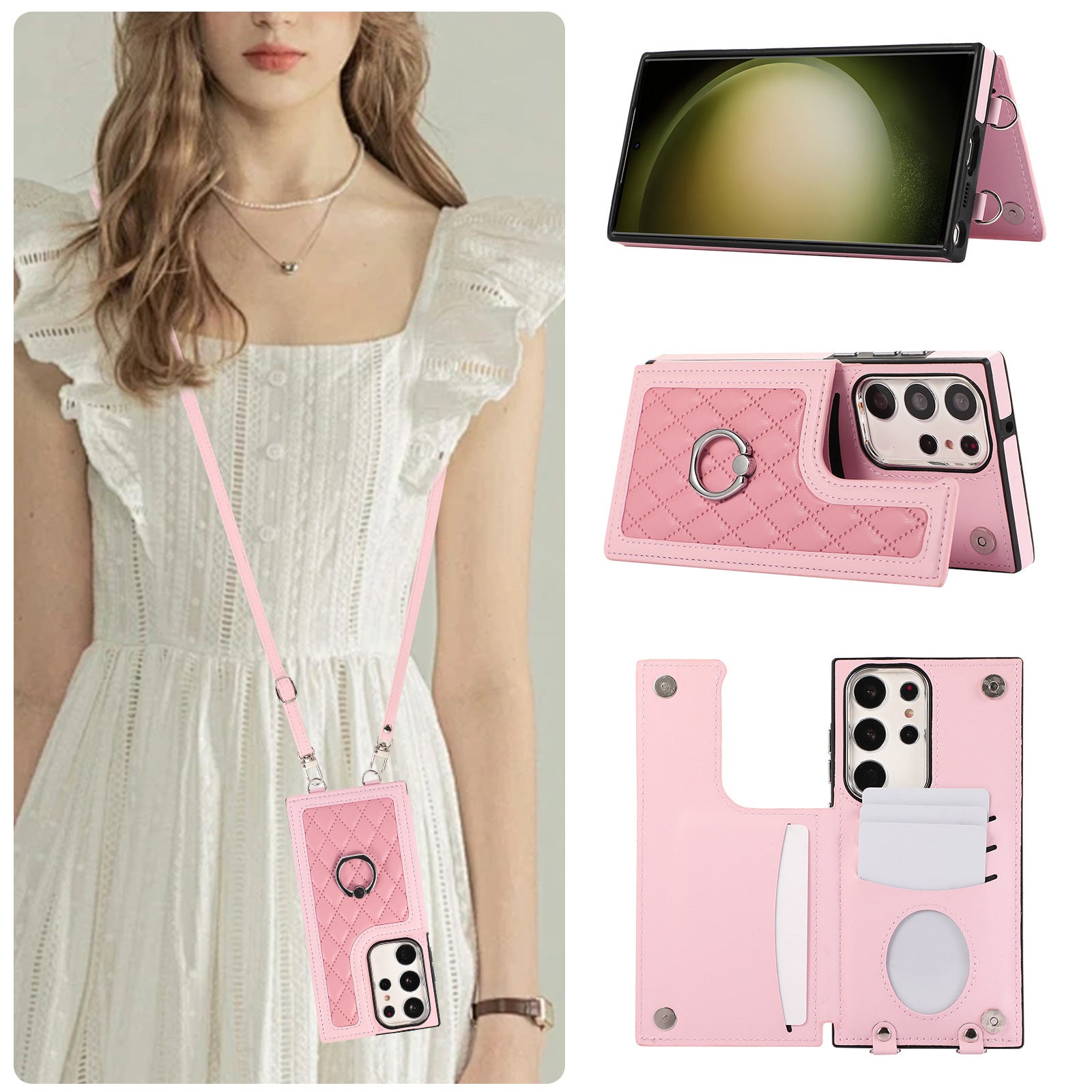 Pink Purple Black Ring Mobile Phone Protective Case with Fastened - Never Lose Grip fastened ring mobile phone