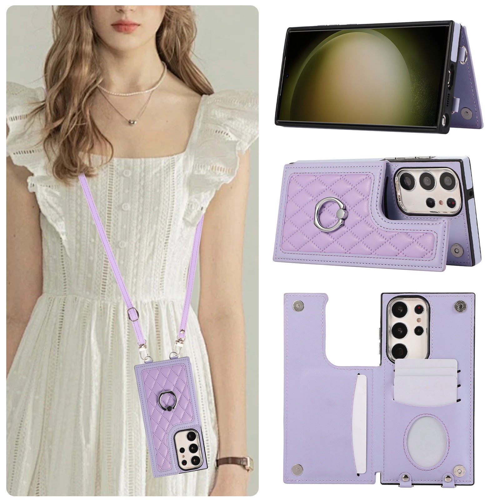 Pink Purple Black Ring Mobile Phone Protective Case with Fastened - Never Lose Grip fastened ring mobile phone