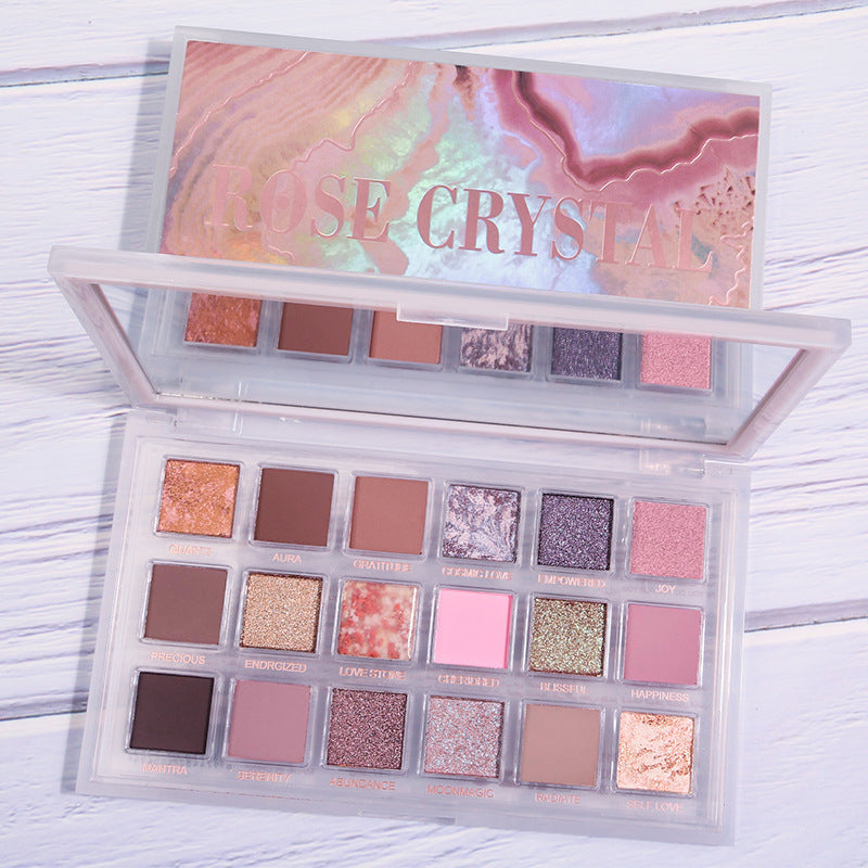 Pink Purple Green Brown 18-Color Eye Shadow Palette with Rose and Mashed Potato Shades - 18-color eye shadow rose