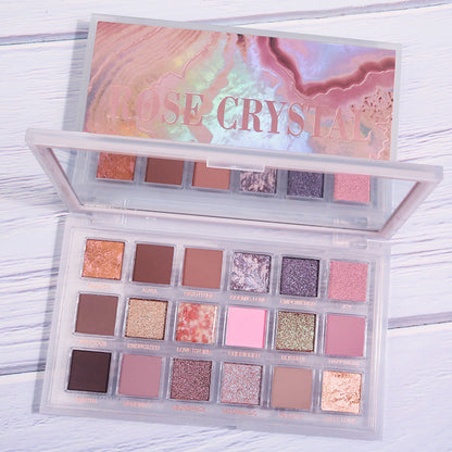 Pink Purple Green Brown 18-Color Eye Shadow Palette with Rose and Mashed Potato Shades - 18-color eye shadow rose