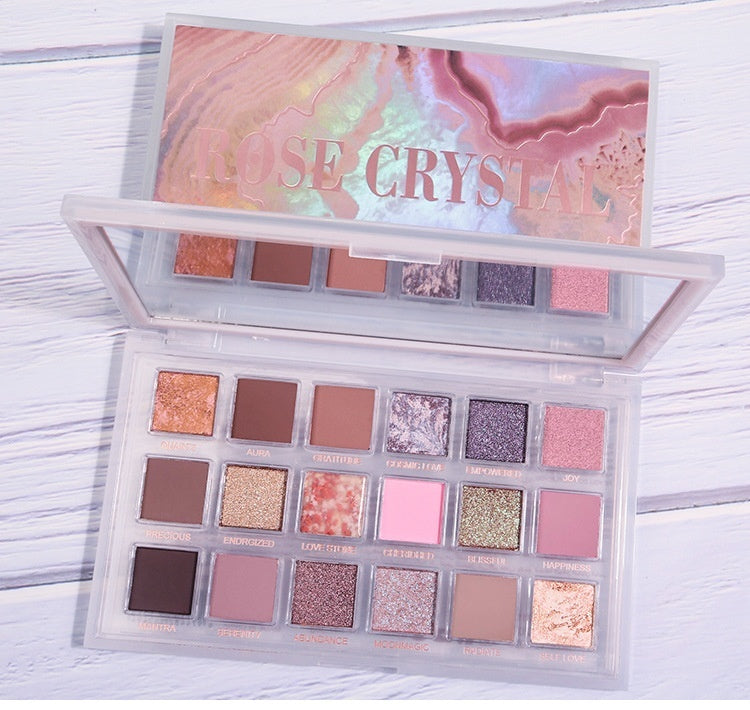 Pink Purple Green Brown 18-Color Eye Shadow Palette with Rose and Mashed Potato Shades - 18-color eye shadow rose