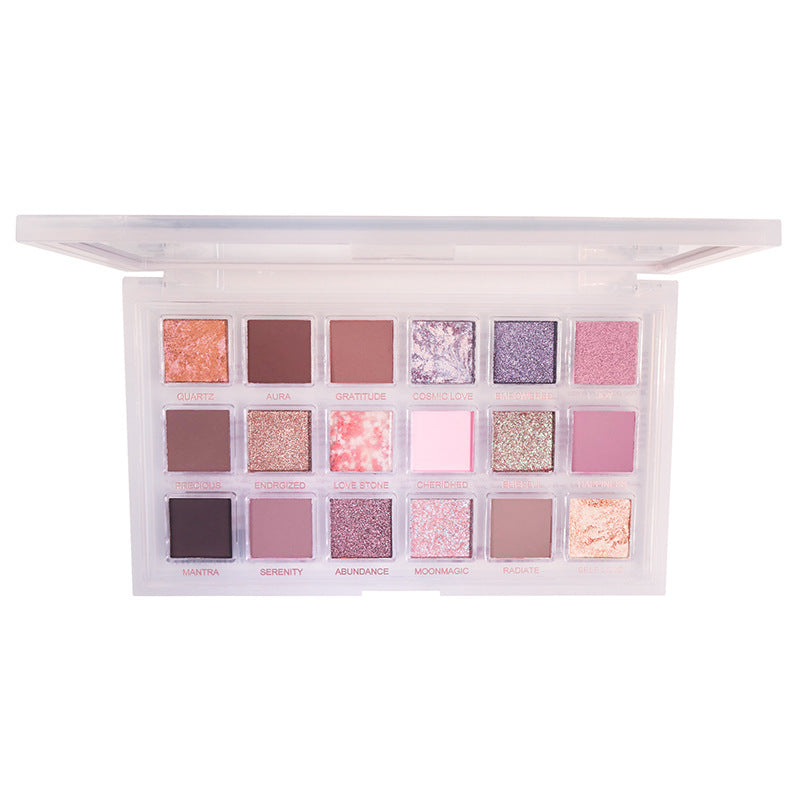 Pink Purple Green Brown 18-Color Eye Shadow Palette with Rose and Mashed Potato Shades - 18-color eye shadow rose