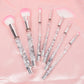 Pink Quicksand Handle Cosmetic Brush with Transparent Crystal - Teleplus transparent crystal handle cosmetic brush