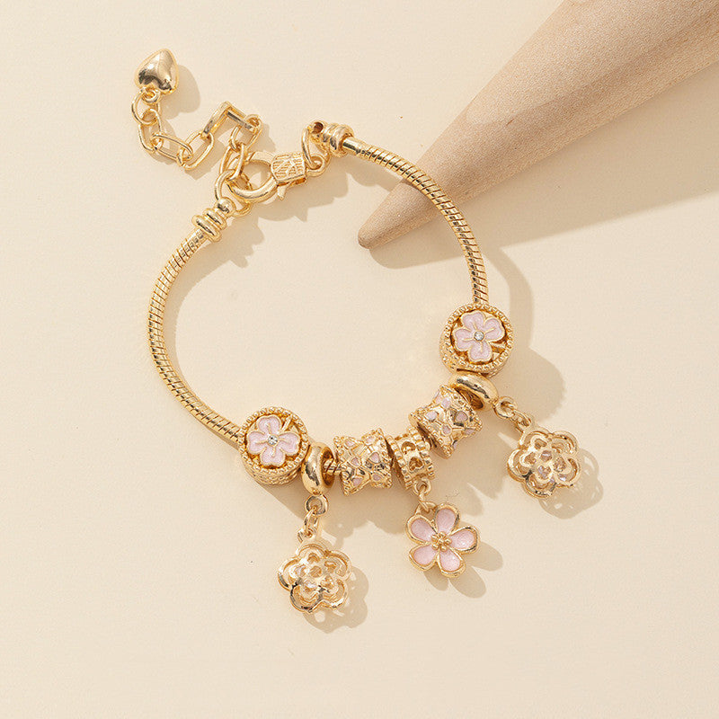 Pink Rhinestone Lock Bracelet for DIY Floral Jewelry Craft - fashion bracelet diy floral beads