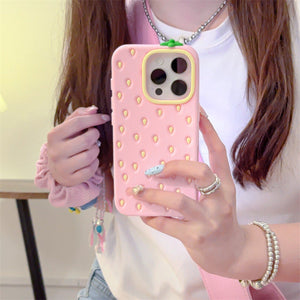Pink Strawberry Silicone Case for Max iPhone 13 Pro and | Cute Girl Style - pro max iphone13 iphone14