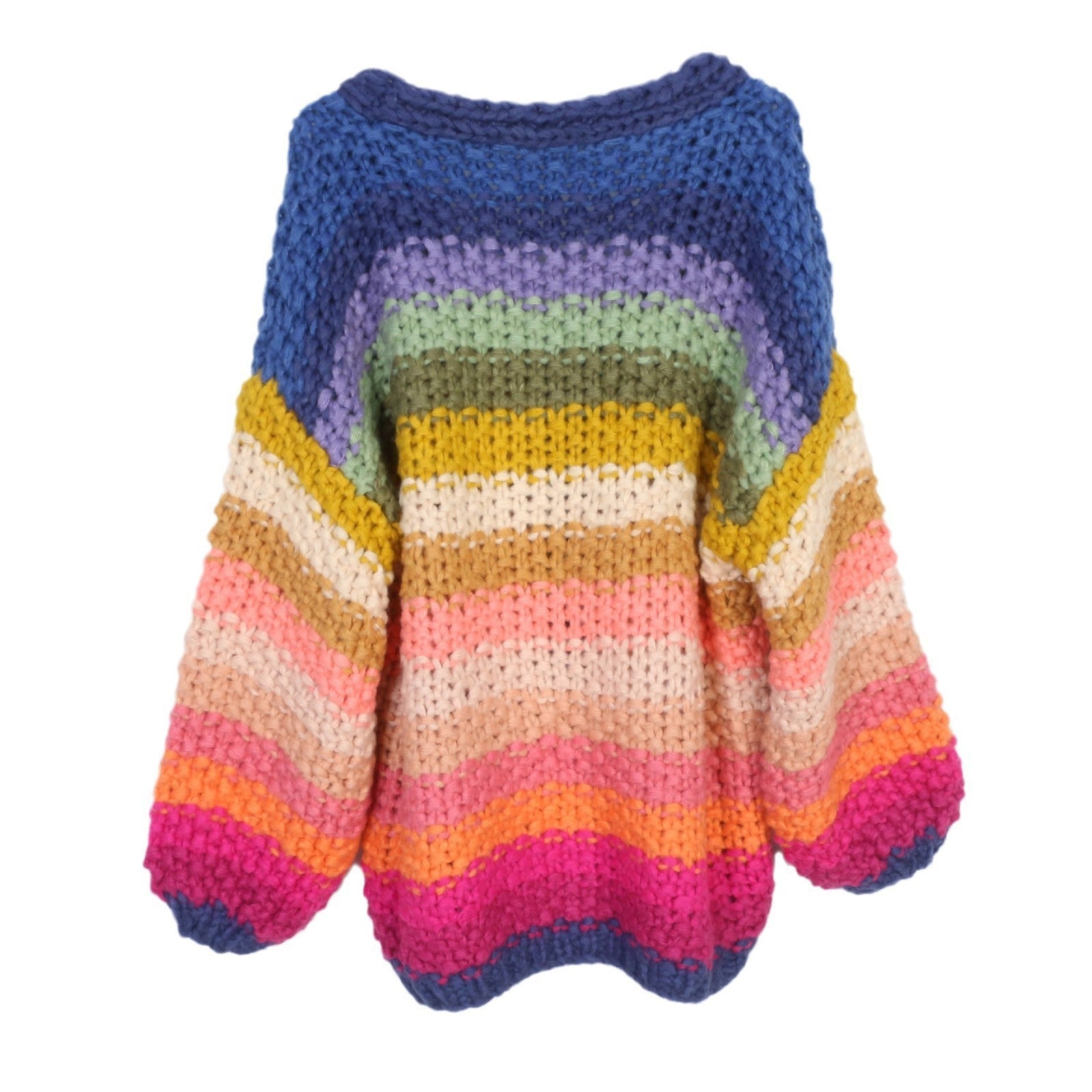 Pink Striped Cardigan Sweater Loose Fit European Style Womens Knitwear S M L